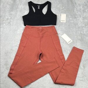 NEW MATE The Label‎ S Organic Cotton Cinnamon Pocket Leggings, Black Sports Bra